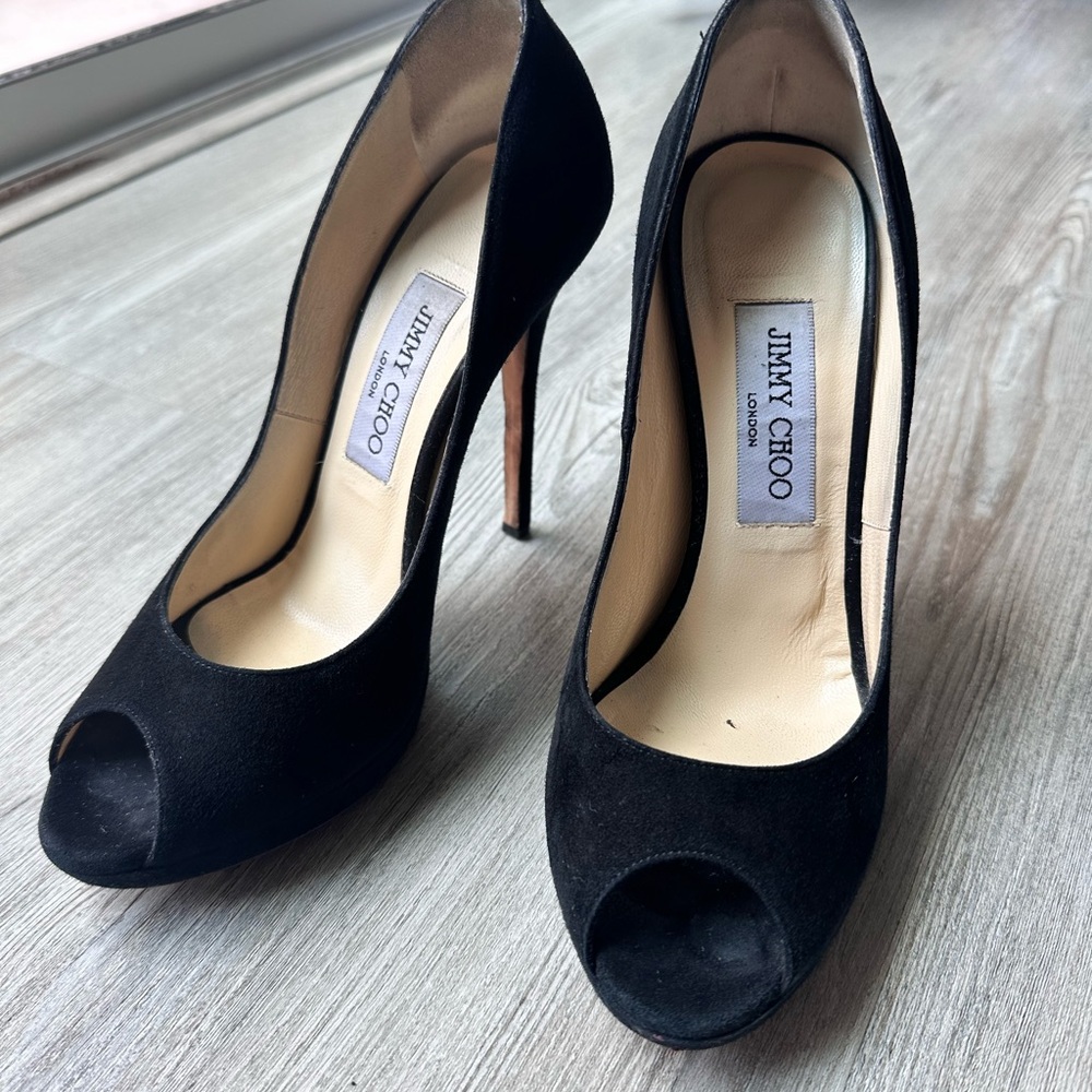 Jimmy choo peep toe suede heels 37
